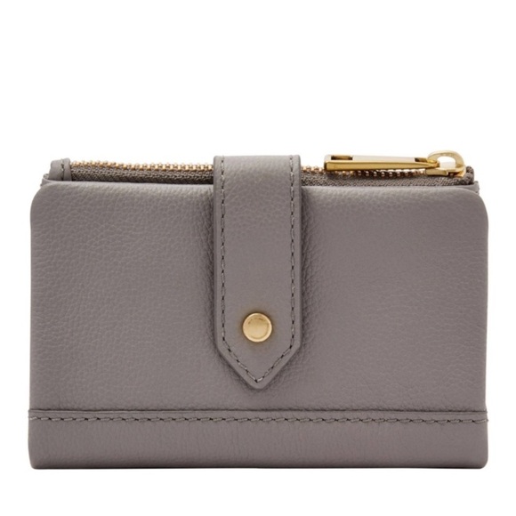 Fossil Lainie Multifunction leather bifold snap wallet gray - Picture 1 of 8